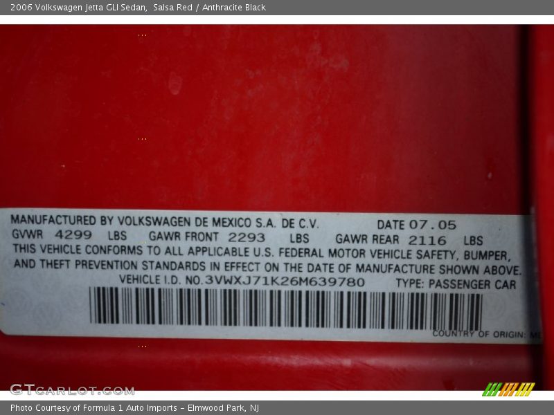 Salsa Red / Anthracite Black 2006 Volkswagen Jetta GLI Sedan