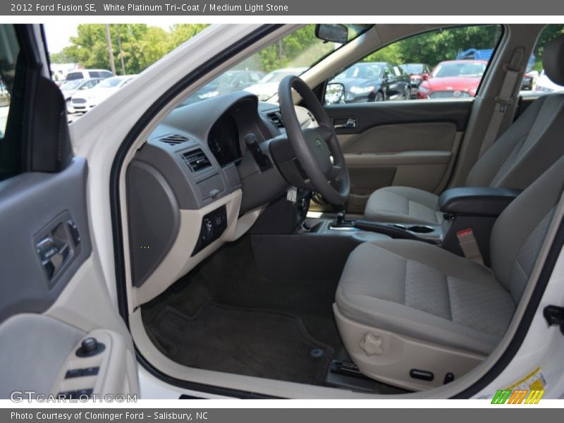 White Platinum Tri-Coat / Medium Light Stone 2012 Ford Fusion SE