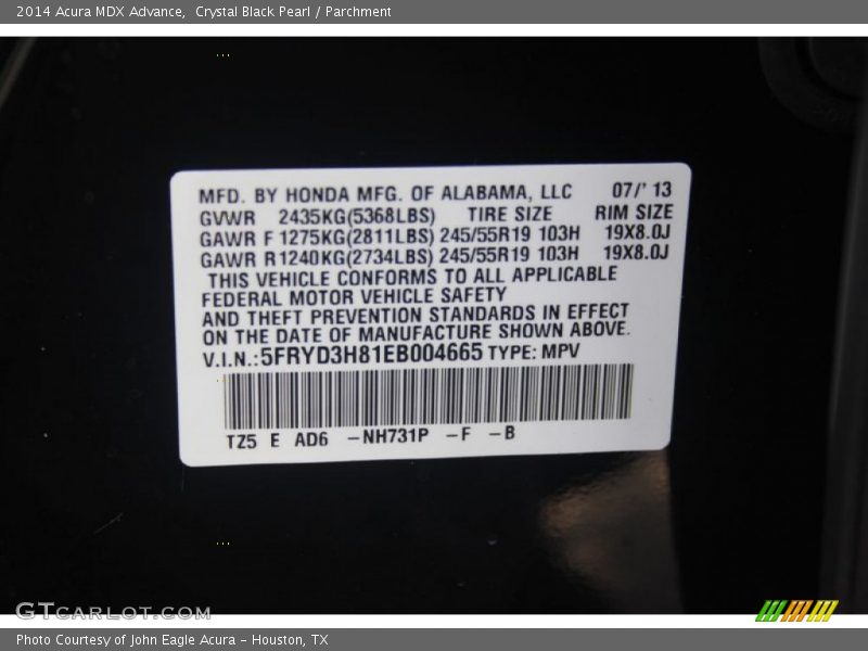 Crystal Black Pearl / Parchment 2014 Acura MDX Advance
