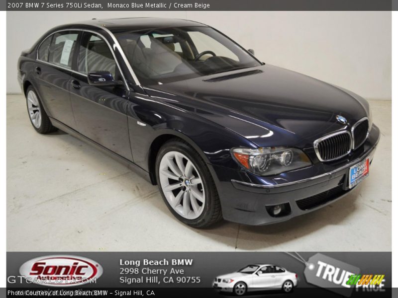 Monaco Blue Metallic / Cream Beige 2007 BMW 7 Series 750Li Sedan