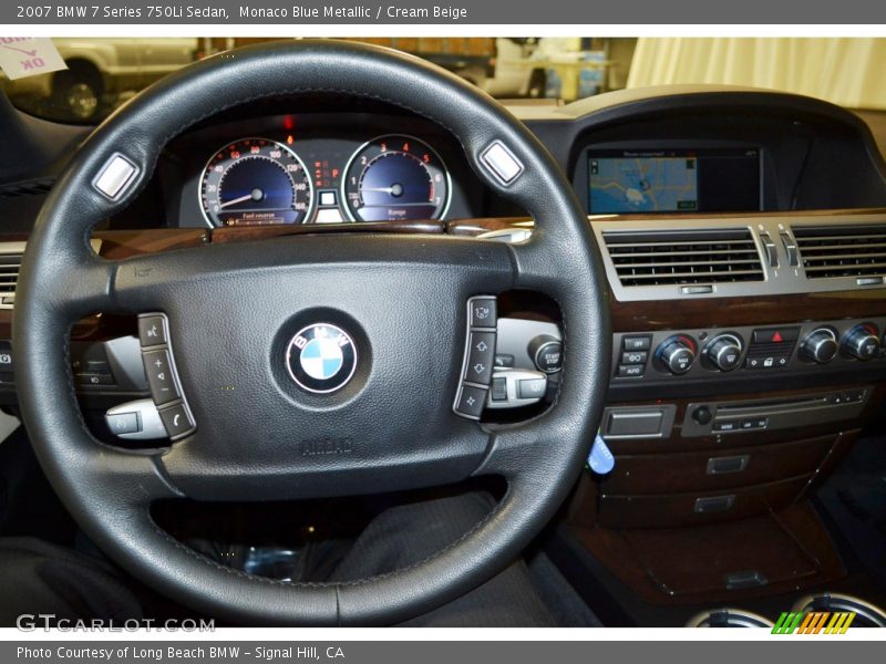 Monaco Blue Metallic / Cream Beige 2007 BMW 7 Series 750Li Sedan