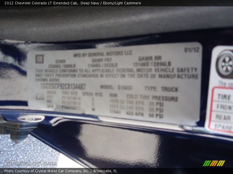 Deep Navy / Ebony/Light Cashmere 2012 Chevrolet Colorado LT Extended Cab