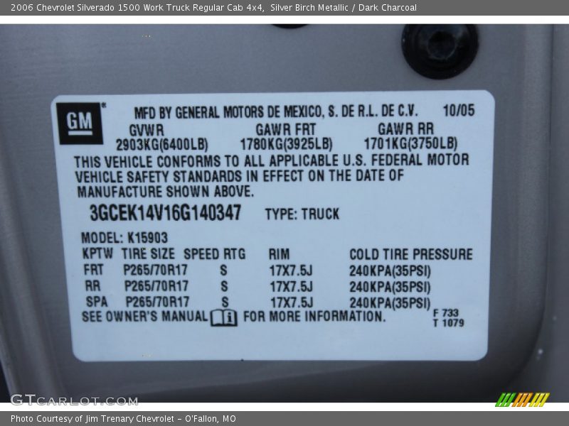 Silver Birch Metallic / Dark Charcoal 2006 Chevrolet Silverado 1500 Work Truck Regular Cab 4x4