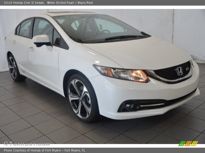 White Orchid Pearl / Black/Red 2014 Honda Civic Si Sedan