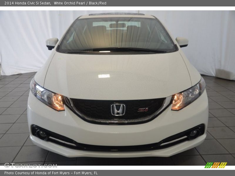White Orchid Pearl / Black/Red 2014 Honda Civic Si Sedan