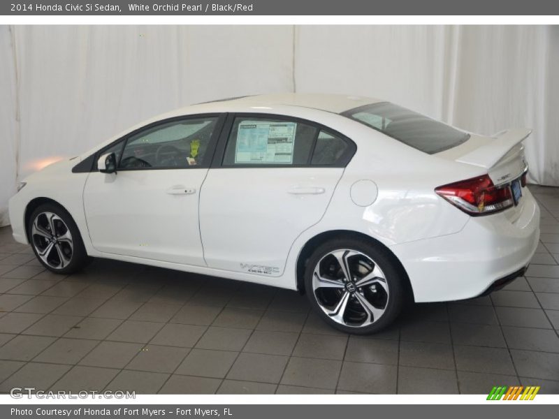 White Orchid Pearl / Black/Red 2014 Honda Civic Si Sedan