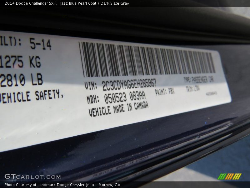 Jazz Blue Pearl Coat / Dark Slate Gray 2014 Dodge Challenger SXT