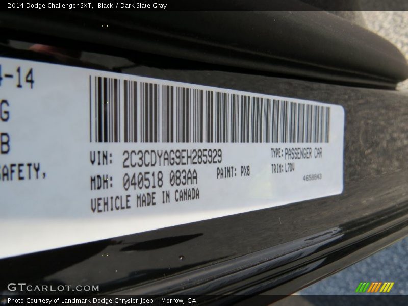 Black / Dark Slate Gray 2014 Dodge Challenger SXT