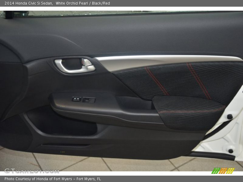 White Orchid Pearl / Black/Red 2014 Honda Civic Si Sedan