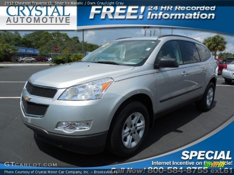 Silver Ice Metallic / Dark Gray/Light Gray 2012 Chevrolet Traverse LS