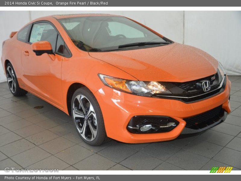 Orange Fire Pearl / Black/Red 2014 Honda Civic Si Coupe
