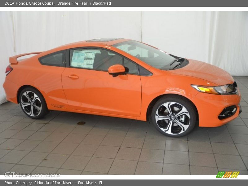 Orange Fire Pearl / Black/Red 2014 Honda Civic Si Coupe