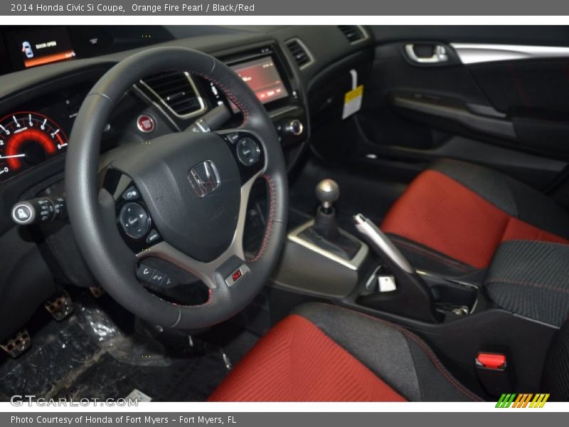 Orange Fire Pearl / Black/Red 2014 Honda Civic Si Coupe