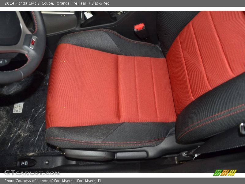 Orange Fire Pearl / Black/Red 2014 Honda Civic Si Coupe
