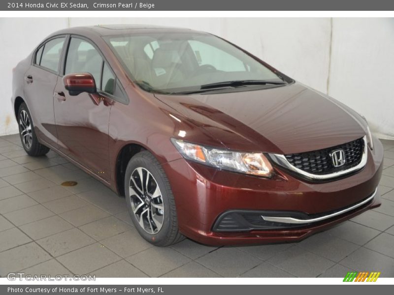 Crimson Pearl / Beige 2014 Honda Civic EX Sedan