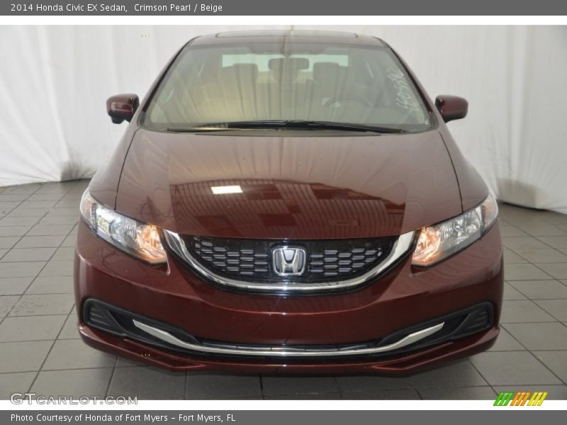 Crimson Pearl / Beige 2014 Honda Civic EX Sedan