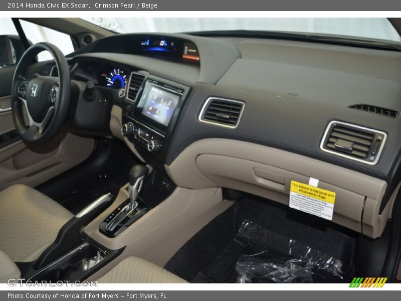 Crimson Pearl / Beige 2014 Honda Civic EX Sedan