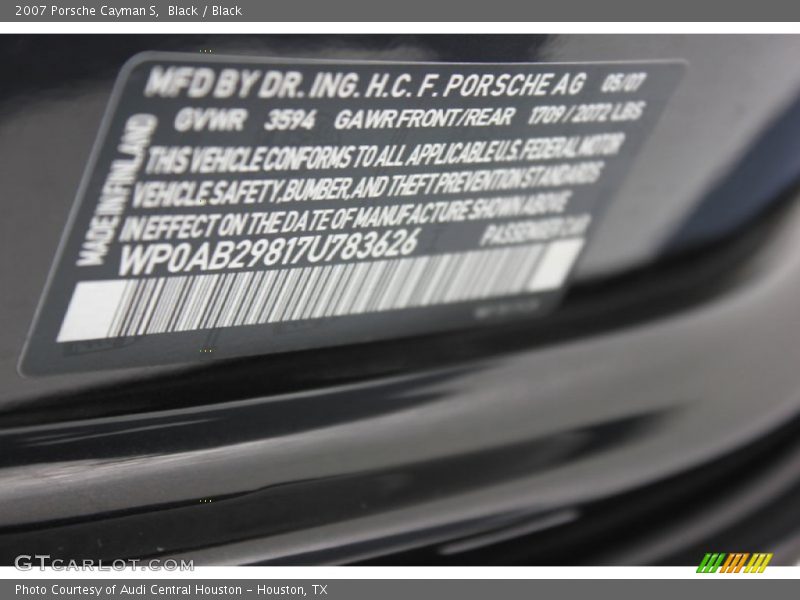 Black / Black 2007 Porsche Cayman S