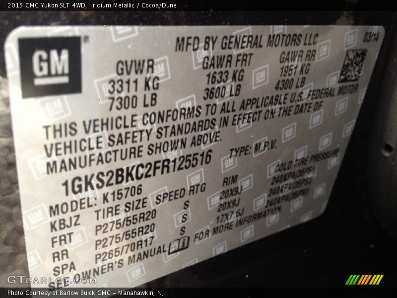 Iridium Metallic / Cocoa/Dune 2015 GMC Yukon SLT 4WD