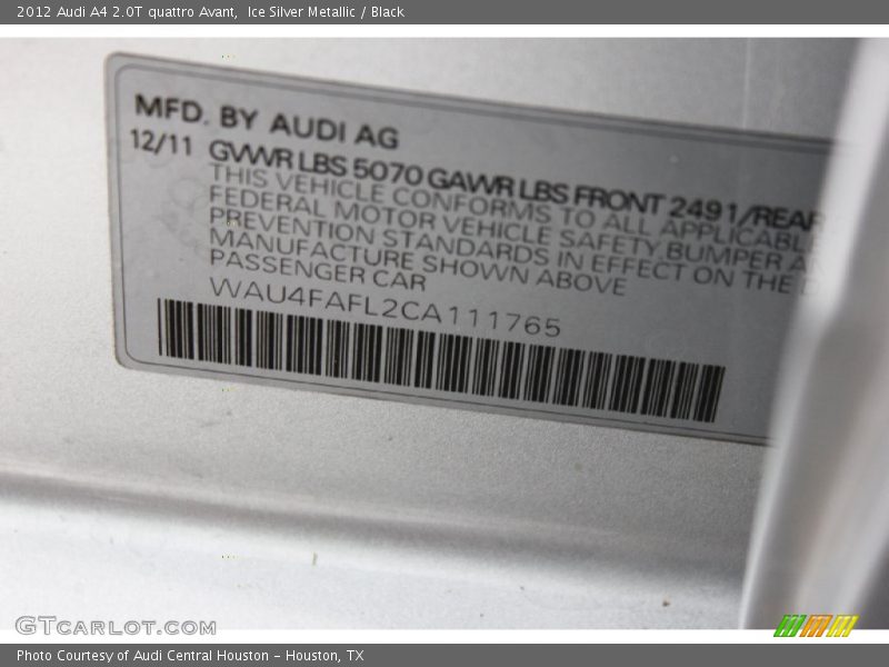 Ice Silver Metallic / Black 2012 Audi A4 2.0T quattro Avant