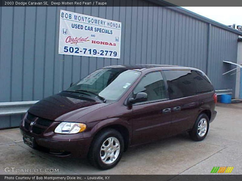 Deep Molten Red Pearl / Taupe 2003 Dodge Caravan SE