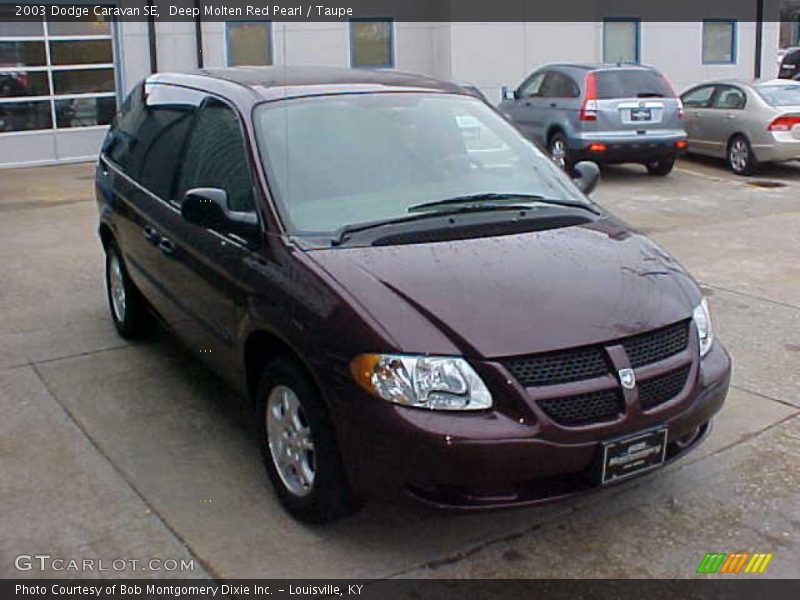 Deep Molten Red Pearl / Taupe 2003 Dodge Caravan SE