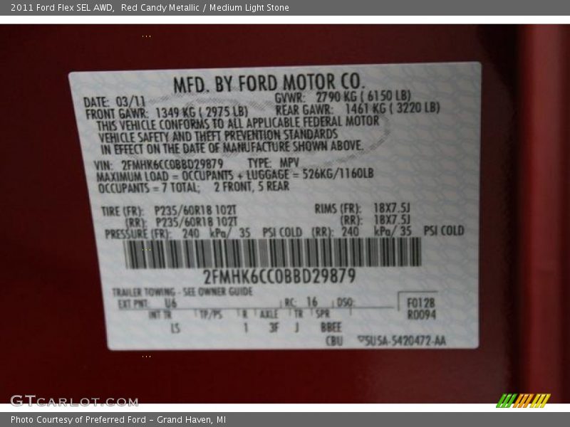 Red Candy Metallic / Medium Light Stone 2011 Ford Flex SEL AWD