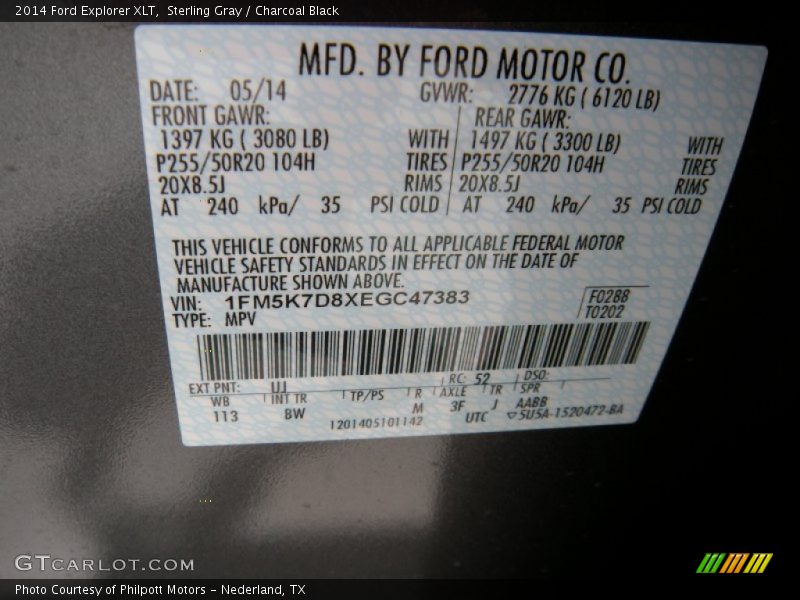 Sterling Gray / Charcoal Black 2014 Ford Explorer XLT