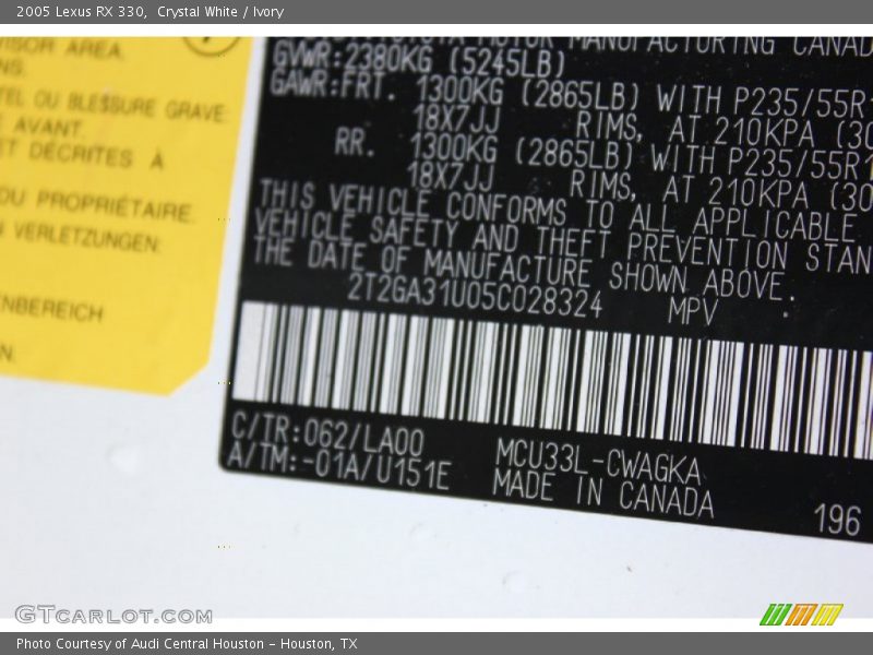 Crystal White / Ivory 2005 Lexus RX 330