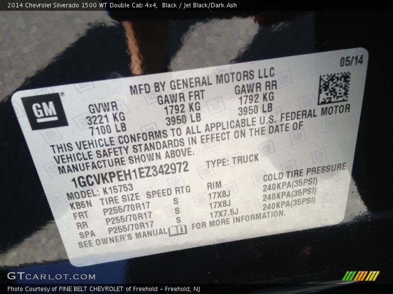 Black / Jet Black/Dark Ash 2014 Chevrolet Silverado 1500 WT Double Cab 4x4