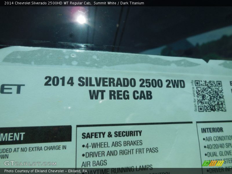 Summit White / Dark Titanium 2014 Chevrolet Silverado 2500HD WT Regular Cab