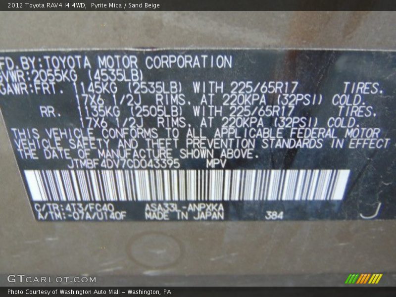Pyrite Mica / Sand Beige 2012 Toyota RAV4 I4 4WD