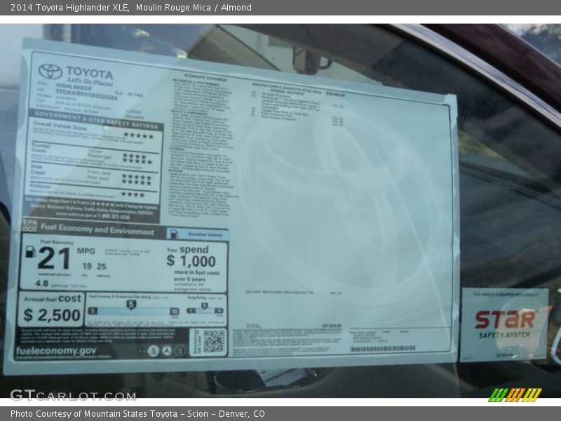 Moulin Rouge Mica / Almond 2014 Toyota Highlander XLE