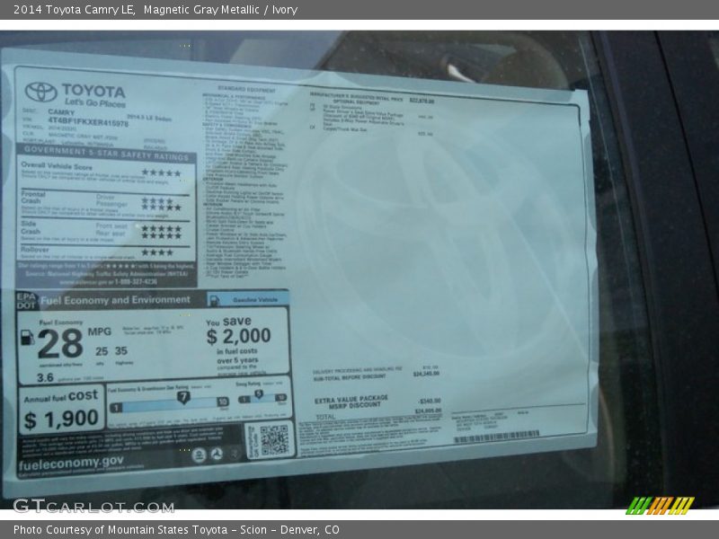 Magnetic Gray Metallic / Ivory 2014 Toyota Camry LE