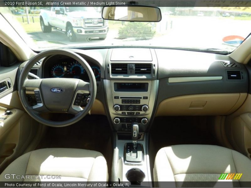 Atlantis Green Metallic / Medium Light Stone 2010 Ford Fusion SE