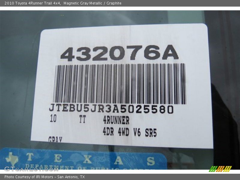 Magnetic Gray Metallic / Graphite 2010 Toyota 4Runner Trail 4x4