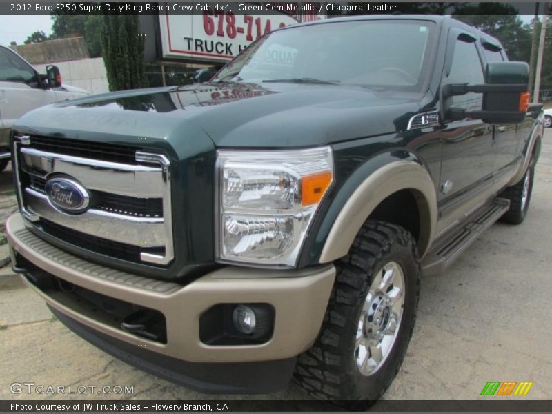 Green Gem Metallic / Chaparral Leather 2012 Ford F250 Super Duty King Ranch Crew Cab 4x4