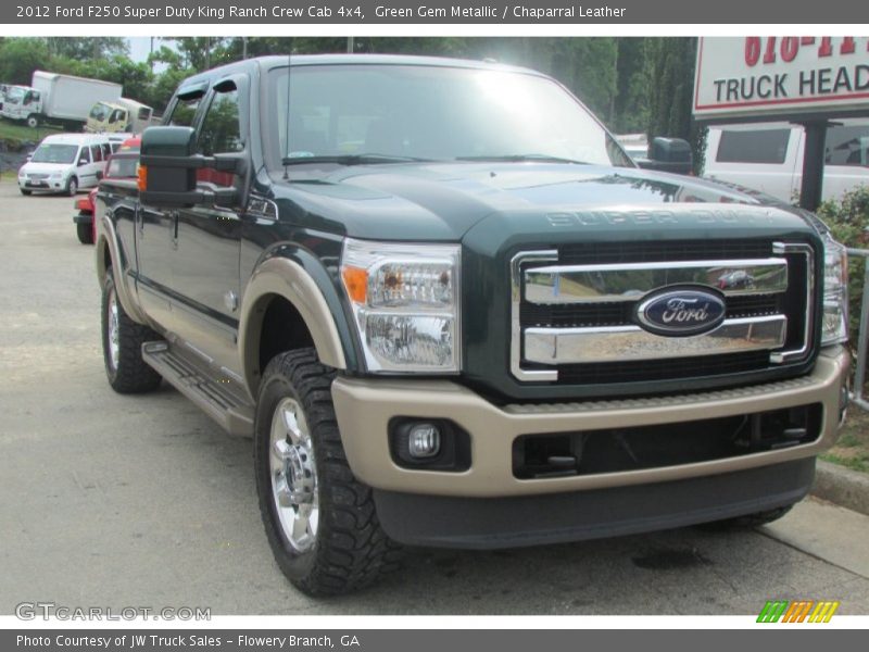 Green Gem Metallic / Chaparral Leather 2012 Ford F250 Super Duty King Ranch Crew Cab 4x4