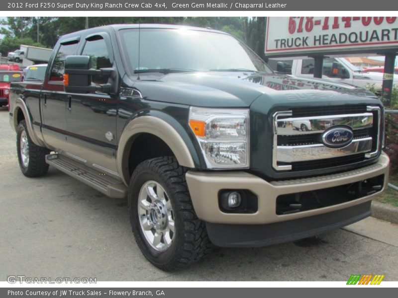 Green Gem Metallic / Chaparral Leather 2012 Ford F250 Super Duty King Ranch Crew Cab 4x4