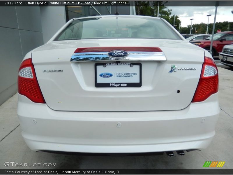 White Platinum Tri-Coat / Medium Light Stone 2012 Ford Fusion Hybrid