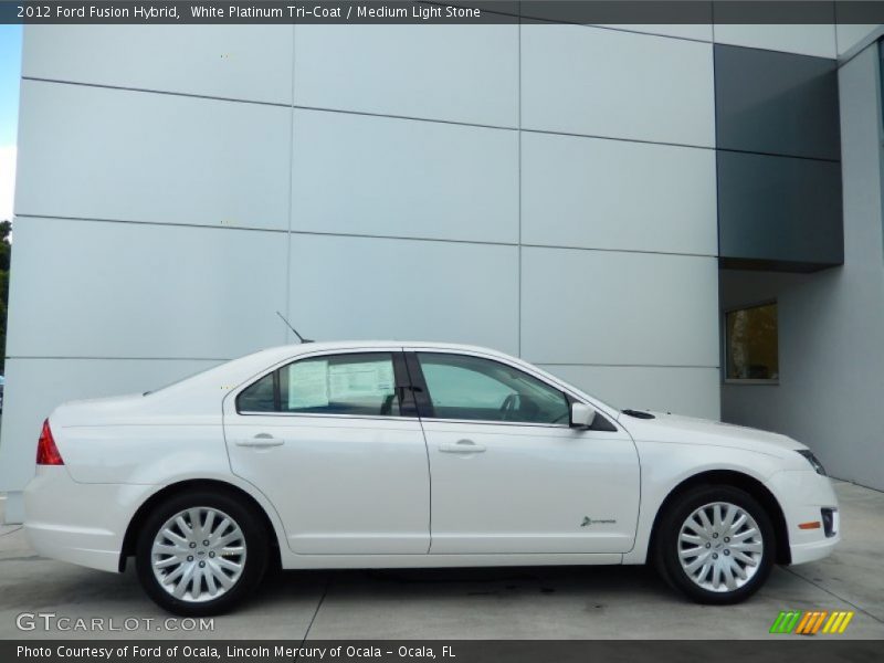 White Platinum Tri-Coat / Medium Light Stone 2012 Ford Fusion Hybrid