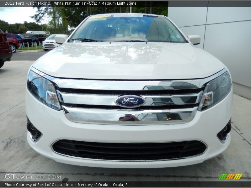 White Platinum Tri-Coat / Medium Light Stone 2012 Ford Fusion Hybrid