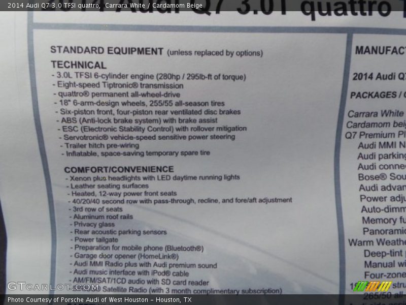Carrara White / Cardamom Beige 2014 Audi Q7 3.0 TFSI quattro