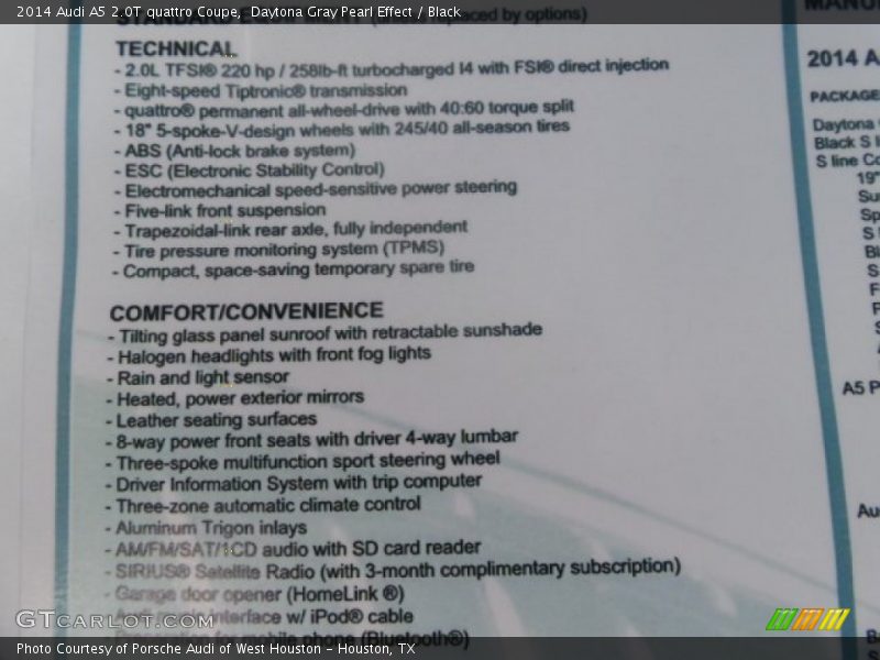 Daytona Gray Pearl Effect / Black 2014 Audi A5 2.0T quattro Coupe