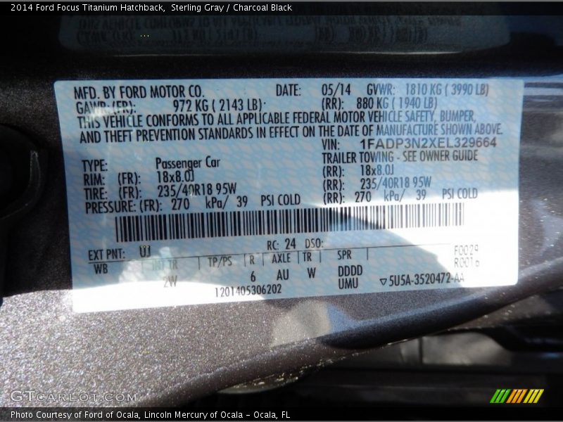 Sterling Gray / Charcoal Black 2014 Ford Focus Titanium Hatchback