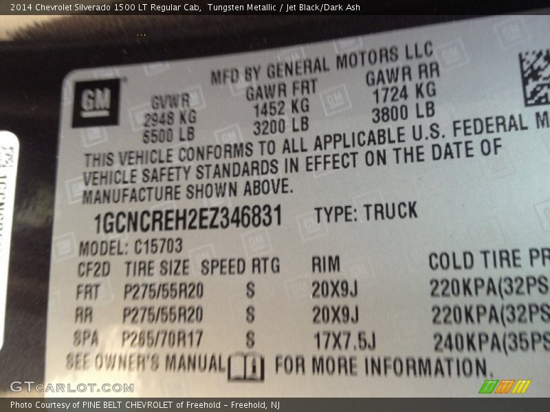 Tungsten Metallic / Jet Black/Dark Ash 2014 Chevrolet Silverado 1500 LT Regular Cab