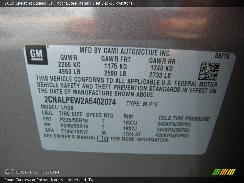 Mocha Steel Metallic / Jet Black/Brownstone 2010 Chevrolet Equinox LT