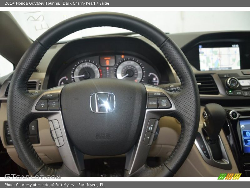 Dark Cherry Pearl / Beige 2014 Honda Odyssey Touring