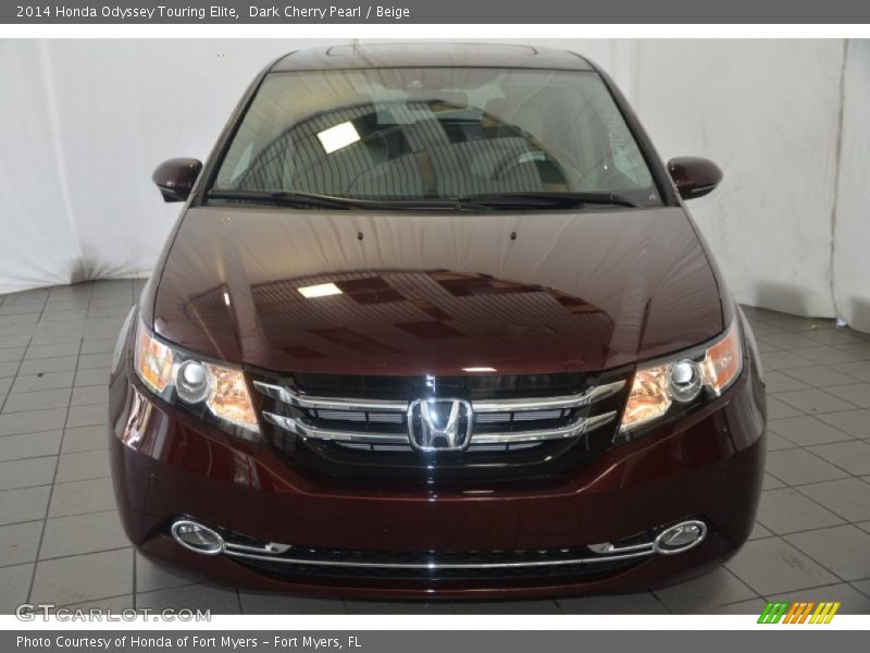 Dark Cherry Pearl / Beige 2014 Honda Odyssey Touring Elite