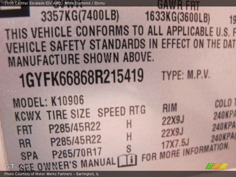 White Diamond / Ebony 2008 Cadillac Escalade ESV AWD